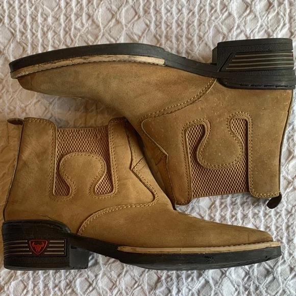 Rodeo Chelsea Square Toe Tan Western Boots with Embroidered Design - Picture 14 of 16